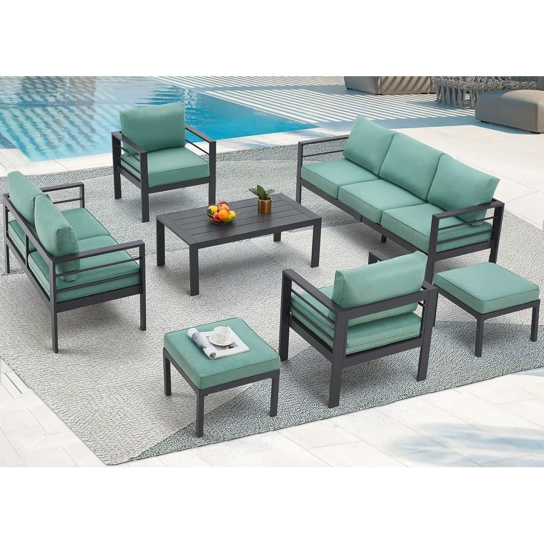 AECOJOY Set di mobili da giardino in alluminio da 7 pezzi, set da conversazione all'aperto