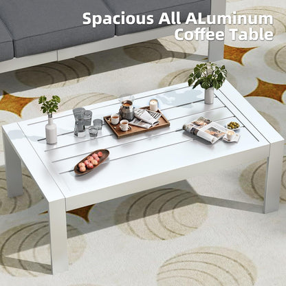 AECOJOY Set di mobili da giardino in alluminio da 7 pezzi, set da conversazione all'aperto