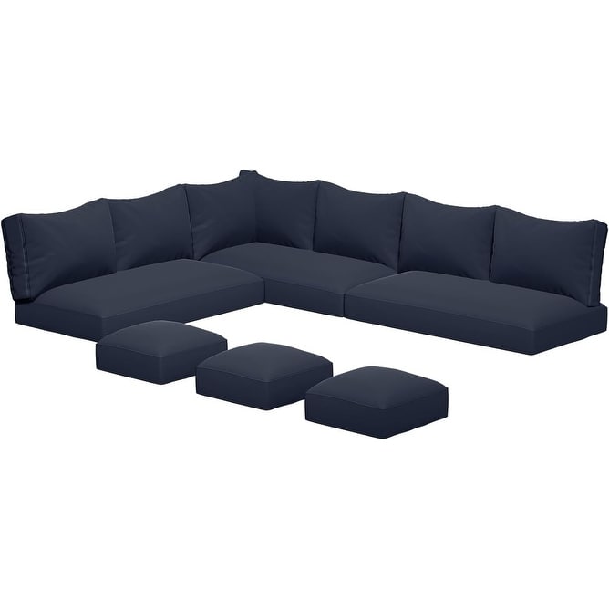 AECOJOY Set di mobili da giardino da 7 pezzi, divano componibile da esterno, set da conversazione in rattan