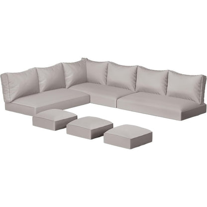 AECOJOY Set di mobili da giardino da 7 pezzi, divano componibile da esterno, set da conversazione in rattan