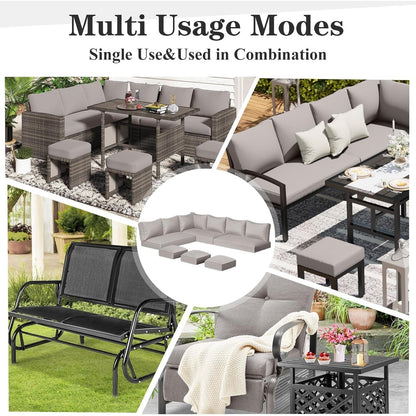 AECOJOY Set di mobili da giardino da 7 pezzi, divano componibile da esterno, set da conversazione in rattan