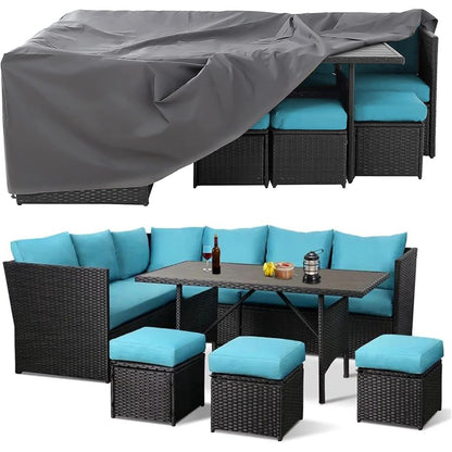 AECOJOY Set di mobili da giardino da 7 pezzi, divano componibile da esterno, set da conversazione in rattan