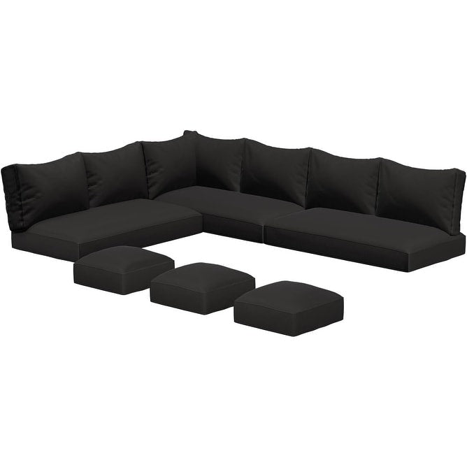 AECOJOY Set di mobili da giardino da 7 pezzi, divano componibile da esterno, set da conversazione in rattan