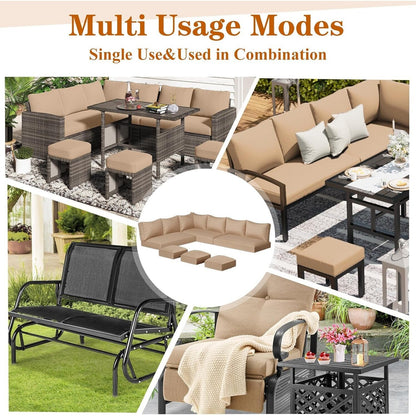 AECOJOY Set di mobili da giardino da 7 pezzi, divano componibile da esterno, set da conversazione in rattan