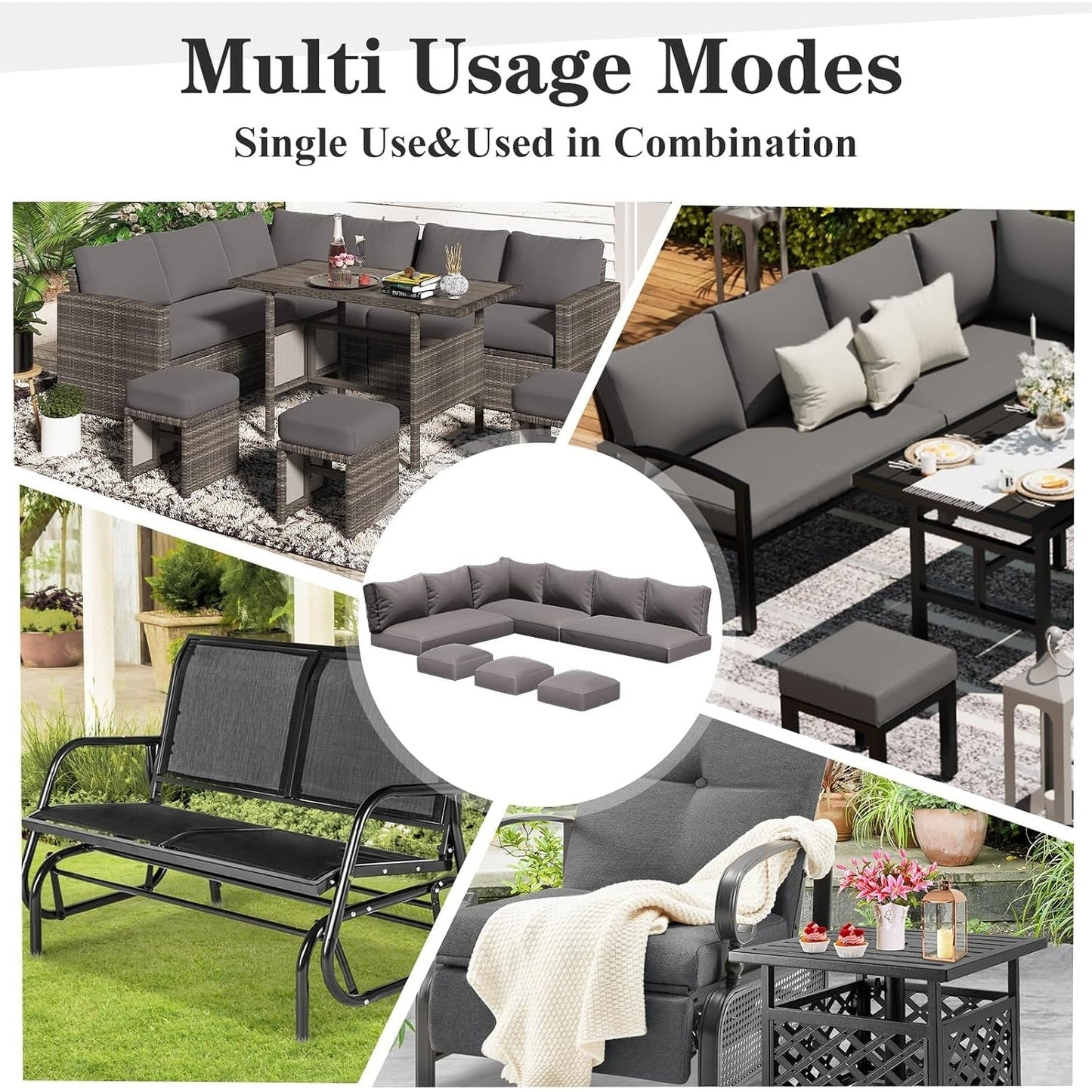AECOJOY Set di mobili da giardino da 7 pezzi, divano componibile da esterno, set da conversazione in rattan