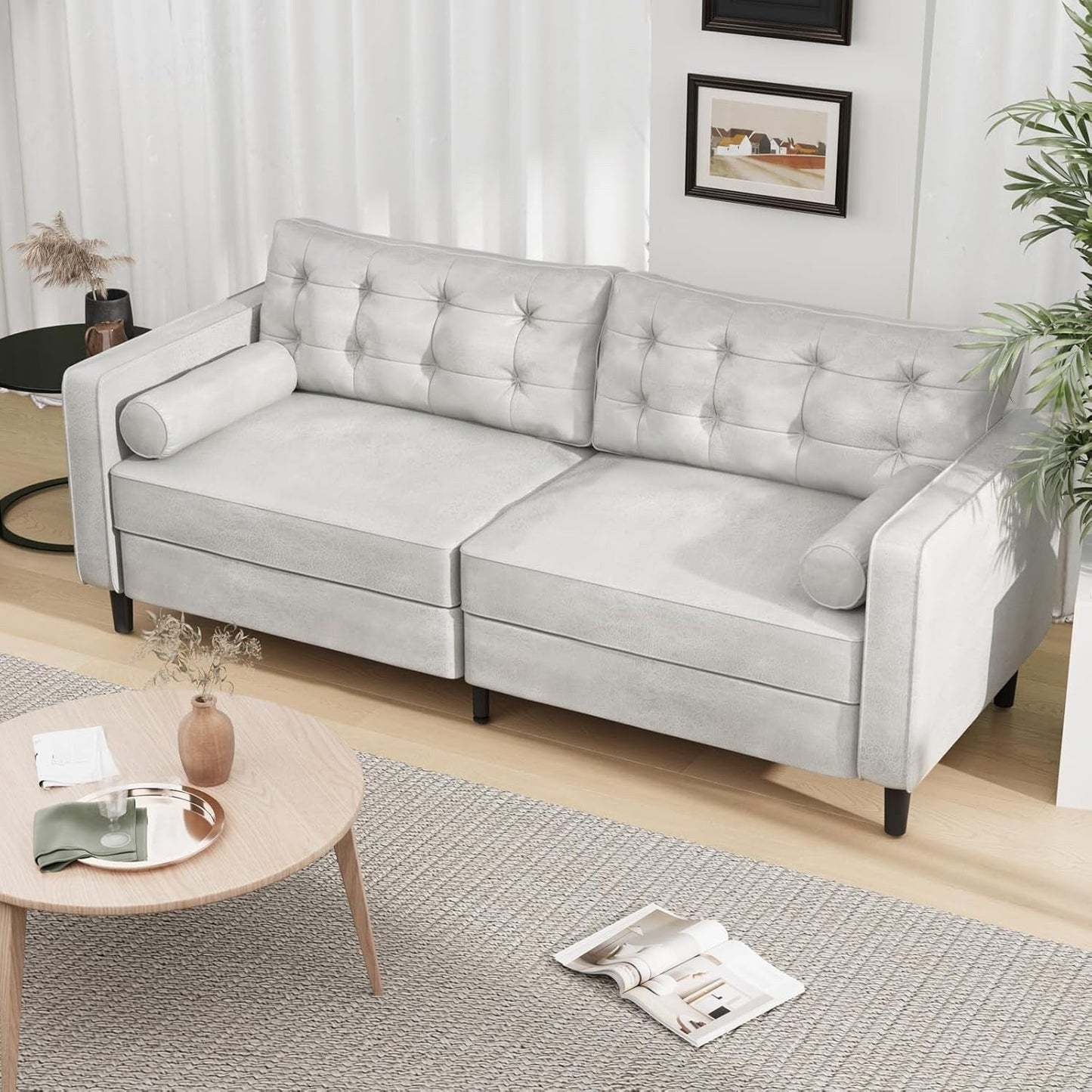 Divano moderno di metà secolo AECOJOY 84.2 con 2 cuscini di supporto