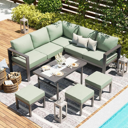 AECOJOY Set di mobili da giardino in alluminio, tavolo da conversazione e sedia per esterni