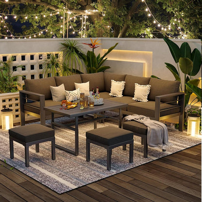 AECOJOY Set di mobili da giardino in alluminio, tavolo da conversazione e sedia per esterni