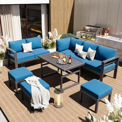 AECOJOY Set di mobili da giardino in alluminio, tavolo da conversazione e sedia per esterni
