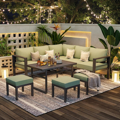 AECOJOY Set di mobili da giardino in alluminio, tavolo da conversazione e sedia per esterni