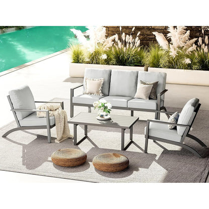 AECOJOY Set di mobili da giardino in alluminio, tavolo da conversazione e sedia per esterni