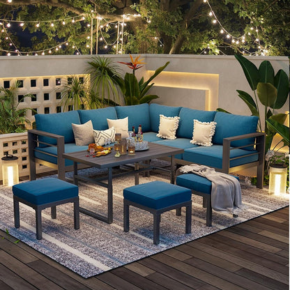 AECOJOY Set di mobili da giardino in alluminio, tavolo da conversazione e sedia per esterni