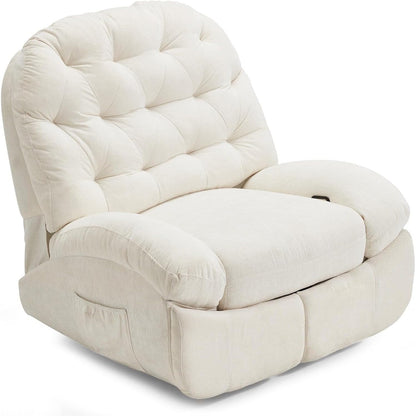 Poltrona reclinabile oversize AECOJOY, girevole a 360°, dondolo in ciniglia per adulti, moderno divano ergonomico con chaise longue