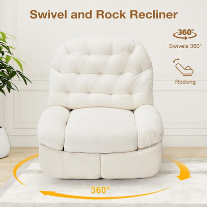 Poltrona reclinabile oversize AECOJOY, girevole a 360°, dondolo in ciniglia per adulti, moderno divano ergonomico con chaise longue