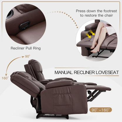 Divano reclinabile AECOJOY manuale per camper, divano reclinabile in PU per home theater con console