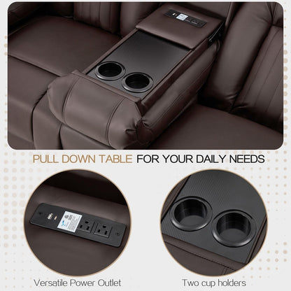 Divano reclinabile AECOJOY manuale per camper, divano reclinabile in PU per home theater con console