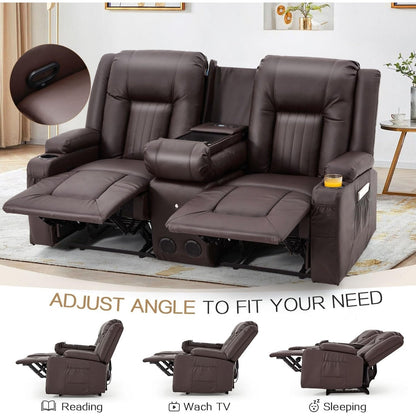 Divano reclinabile AECOJOY manuale per camper, divano reclinabile in PU per home theater con console