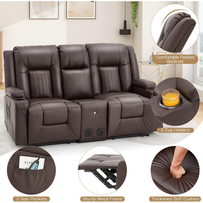 Divano reclinabile AECOJOY manuale per camper, divano reclinabile in PU per home theater con console