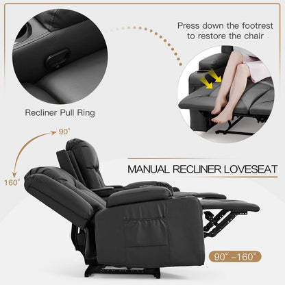 Divano reclinabile AECOJOY manuale per camper, divano reclinabile in PU per home theater con console