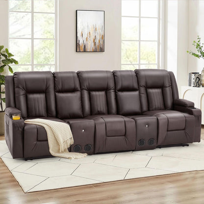 Divano reclinabile AECOJOY manuale per camper, divano reclinabile in PU per home theater con console