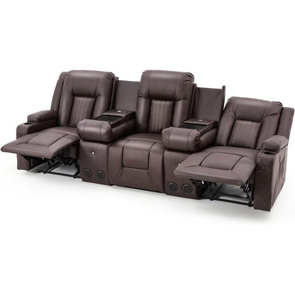 Divano reclinabile AECOJOY manuale per camper, divano reclinabile in PU per home theater con console