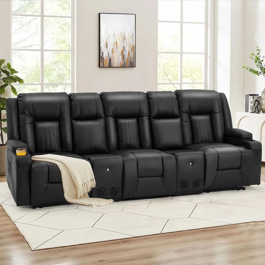 Divano reclinabile AECOJOY manuale per camper, divano reclinabile in PU per home theater con console
