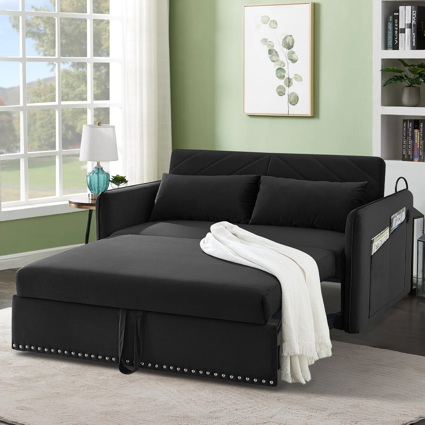 Divano letto trasformabile 3 in 1 Aukfa in velluto