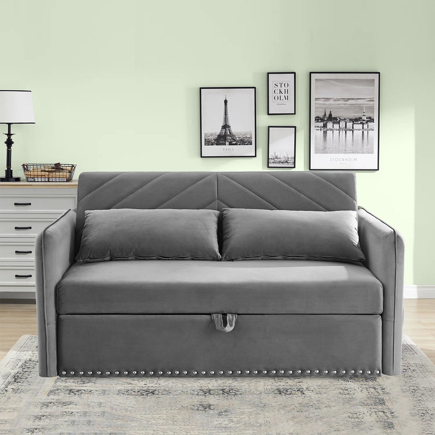 Divano letto trasformabile 3 in 1 Aukfa in velluto