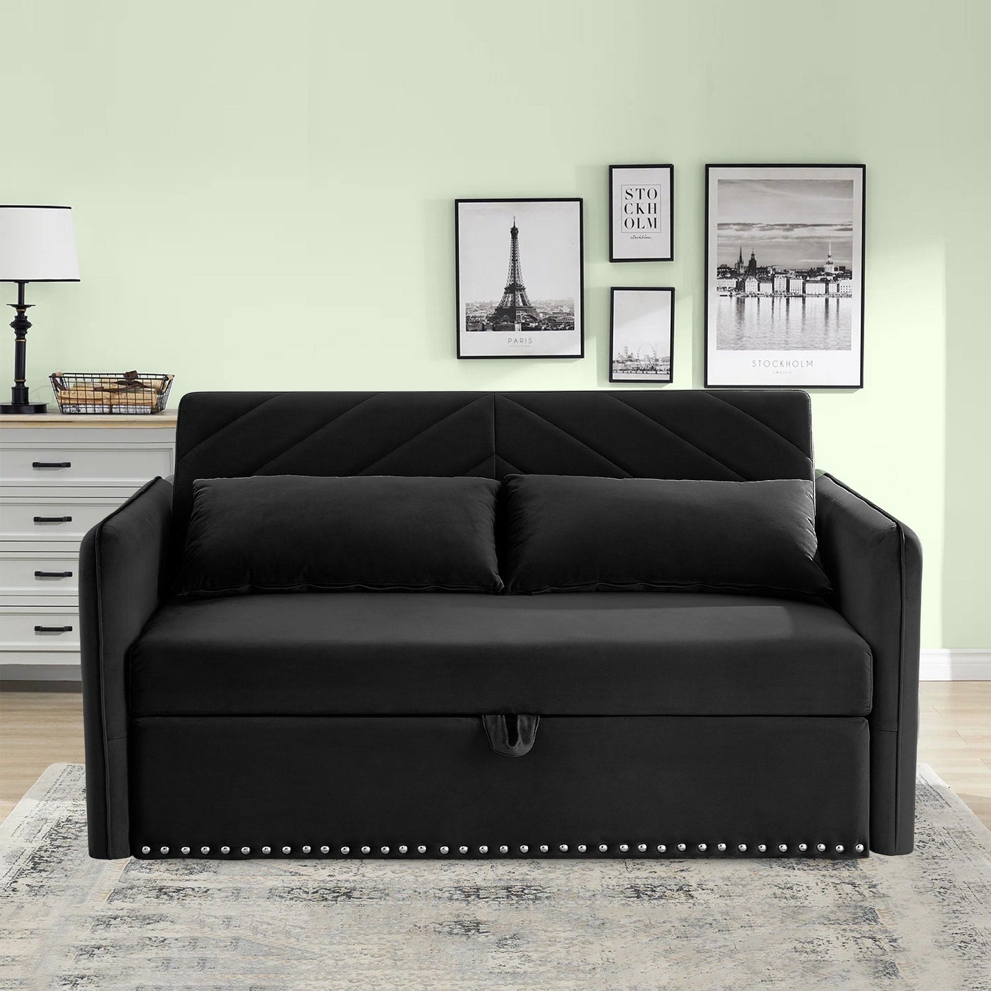 Divano letto trasformabile 3 in 1 Aukfa in velluto