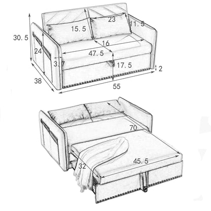 Divano letto trasformabile 3 in 1 Aukfa in velluto