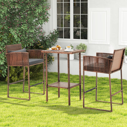 AVAWING Set da bar in vimini per patio da 3 pezzi con fodera per cuscino extra