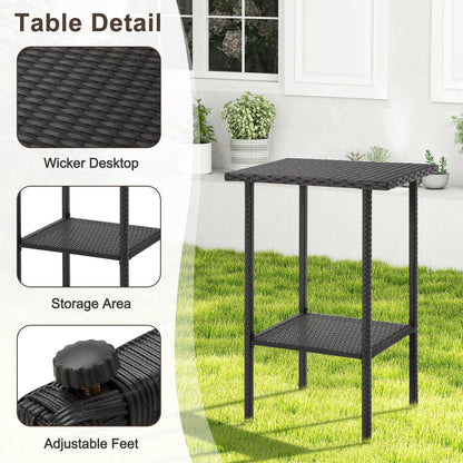 AVAWING Set da bar in vimini per patio da 3 pezzi con fodera per cuscino extra