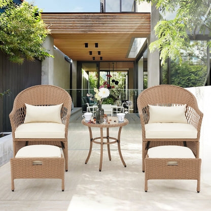 AVAWING Set di mobili da giardino da 5 pezzi, sedie da esterno in rattan, set da bistrot da conversazione in vimini