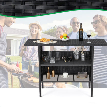 AVAWING 5PCS Set da bar per patio Set da bar per esterni in rattan con cuscino rimovibile