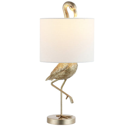 Lampada da tavolo Aaliyah in resina color oro champagne da 25 pollici con paralume in lino bianco - 25H