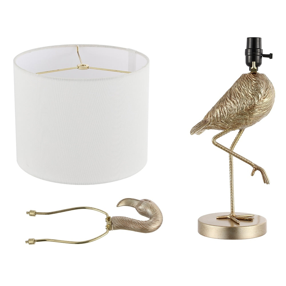 Lampada da tavolo Aaliyah in resina color oro champagne da 25 pollici con paralume in lino bianco - 25H