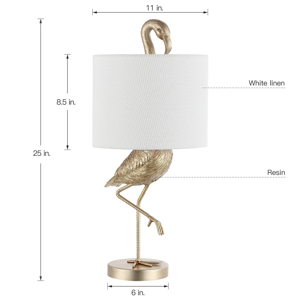 Lampada da tavolo Aaliyah in resina color oro champagne da 25 pollici con paralume in lino bianco - 25H
