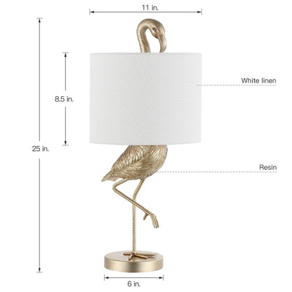 Lampada da tavolo Aaliyah in resina color oro champagne da 25 pollici con paralume in lino bianco - 25H