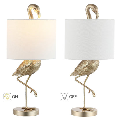 Lampada da tavolo Aaliyah in resina color oro champagne da 25 pollici con paralume in lino bianco - 25H