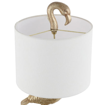 Lampada da tavolo Aaliyah in resina color oro champagne da 25 pollici con paralume in lino bianco - 25H