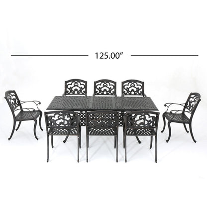 Collezione da pranzo rustica in alluminio pressofuso Abigal Outdoor Copper Cast di Christopher Knight Home - N/D