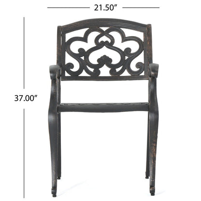 Collezione da pranzo rustica in alluminio pressofuso Abigal Outdoor Copper Cast di Christopher Knight Home - N/D