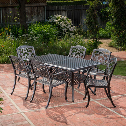 Collezione da pranzo rustica in alluminio pressofuso Abigal Outdoor Copper Cast di Christopher Knight Home - N/D