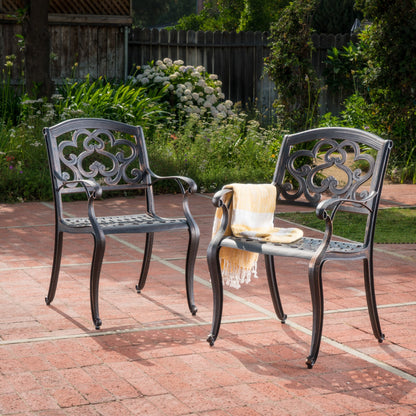 Collezione da pranzo rustica in alluminio pressofuso Abigal Outdoor Copper Cast di Christopher Knight Home - N/D