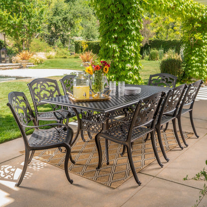 Collezione da pranzo rustica in alluminio pressofuso Abigal Outdoor Copper Cast di Christopher Knight Home - N/D