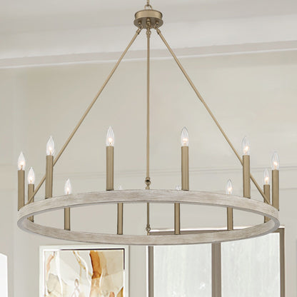 Lampadario a ruota di carro Acroma Farmhouse da 12 luci, 40 pollici, con UL - 40'' P x 138'' H