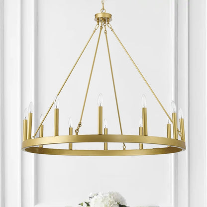 Lampadario a ruota di carro Acroma Farmhouse da 12 luci, 40 pollici, con UL - 40'' P x 138'' H