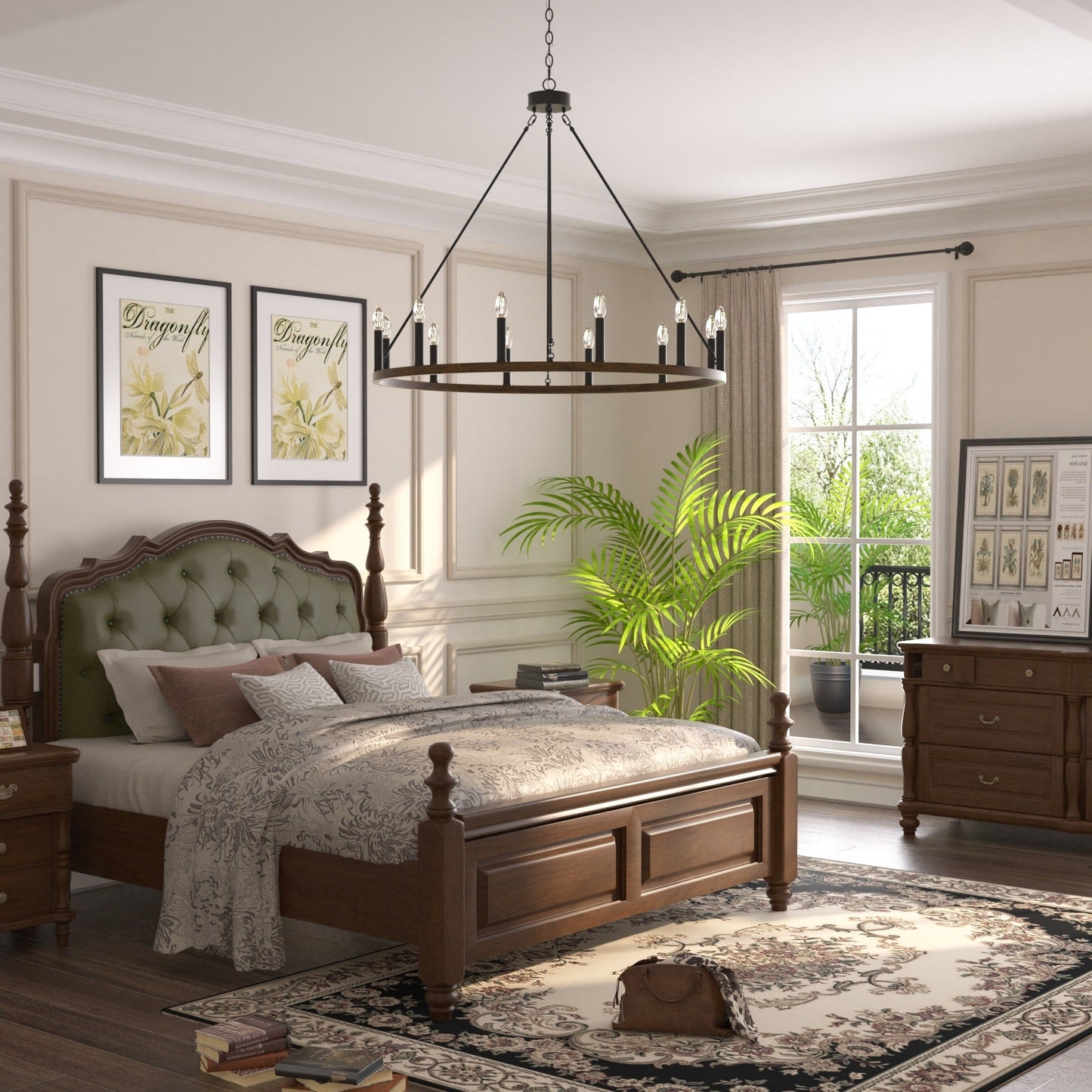Lampadario a ruota di carro Acroma Farmhouse da 12 luci, 40 pollici, con UL - 40'' P x 138'' H