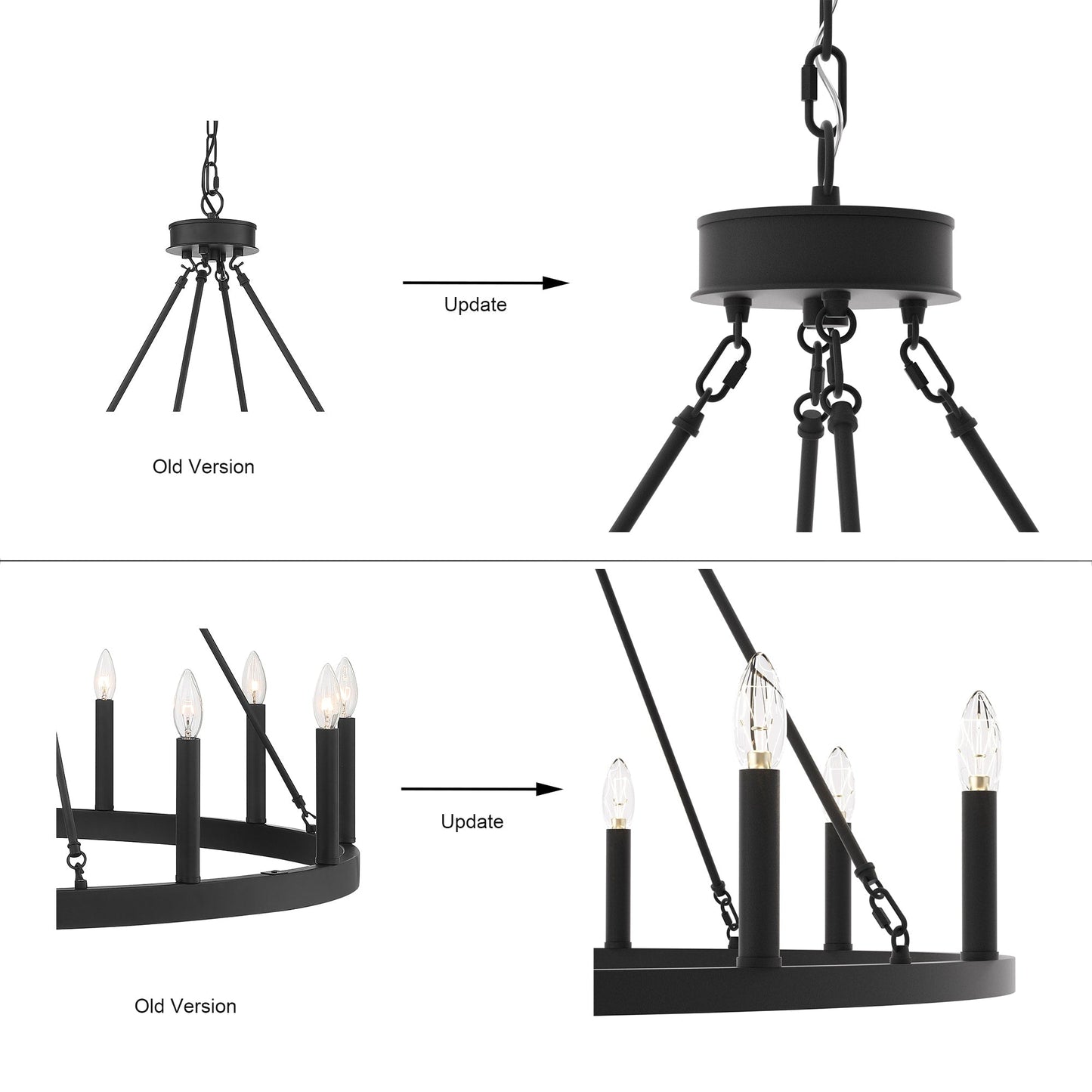 Lampadario a ruota di carro Acroma Farmhouse da 12 luci, 40 pollici, con UL - 40'' P x 138'' H