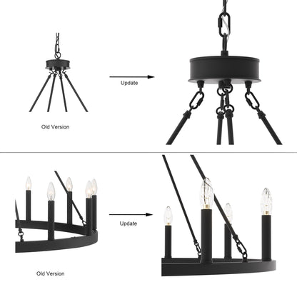 Lampadario a ruota di carro Acroma Farmhouse da 12 luci, 40 pollici, con UL - 40'' P x 138'' H